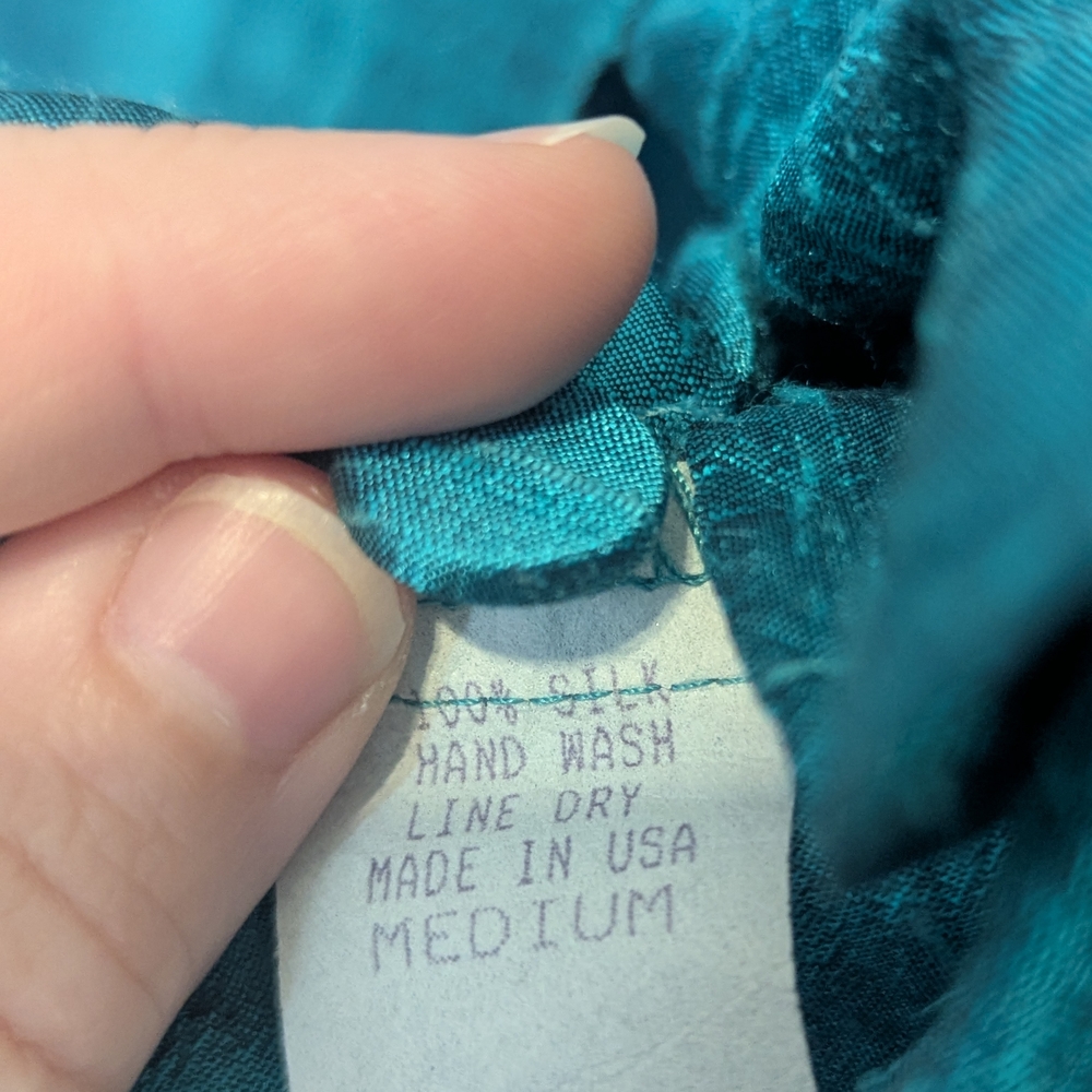 105. Blue Boxy Button Down Shirt with Notched Collar - Picture 4 of 4